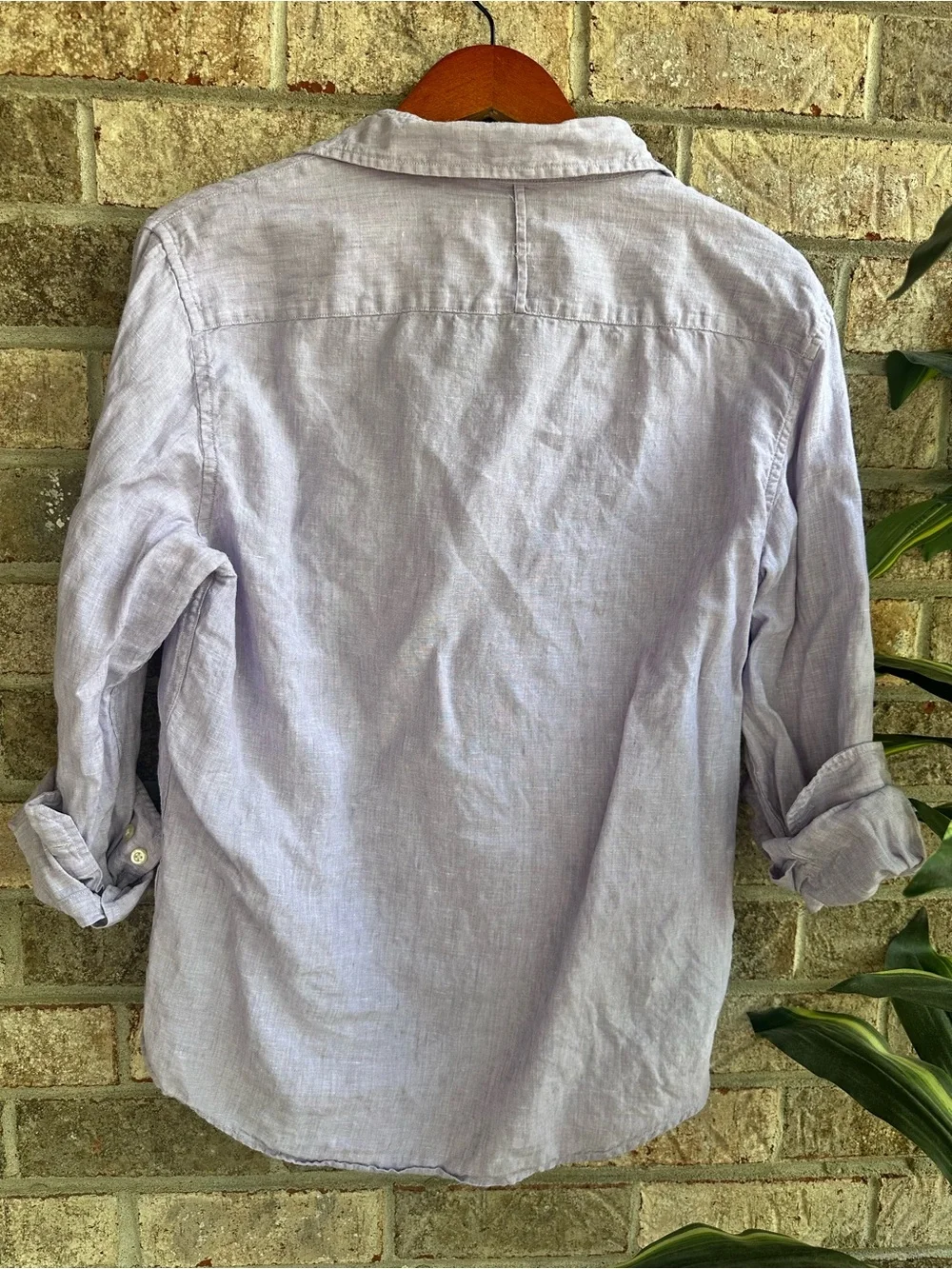 Linen Banana Republic Light Lavender Button-Up Shirt Slim fit